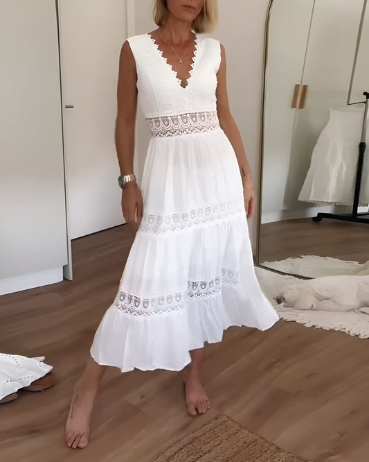 Sophie | Robe débardeur col V en dentelle