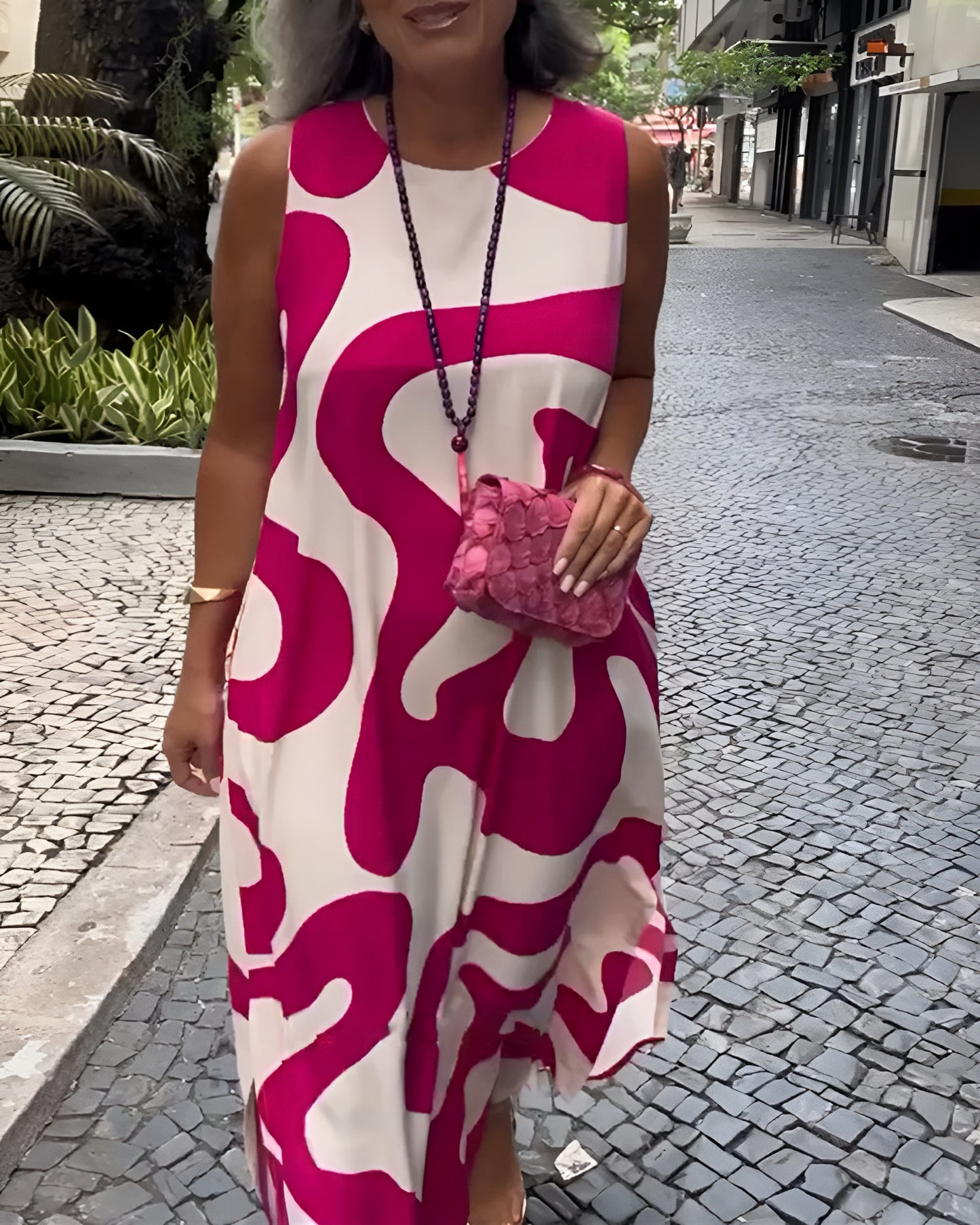 Odile | Robe longue à imprimé géométrique