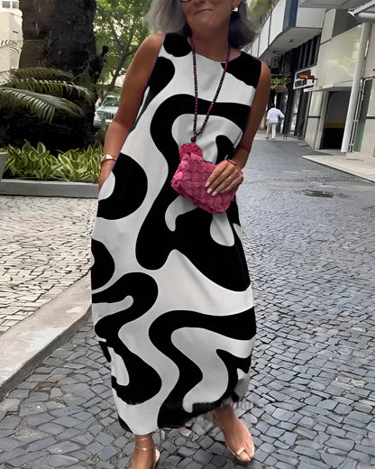 Odile | Robe longue à imprimé géométrique