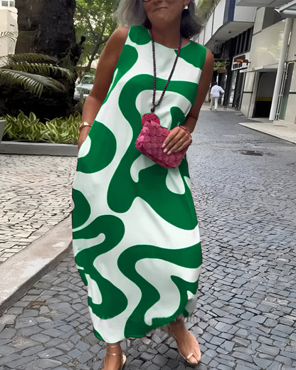 Odile | Robe longue à imprimé géométrique