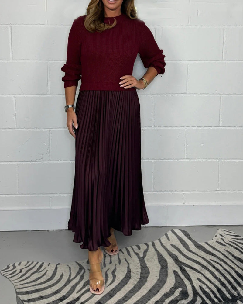 Marisa | Robe Plissée Élégante au Style Patchwork Décontracté